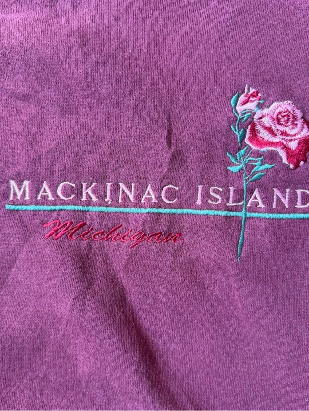 Vtg Mackinac Island, MI Crewneck with Rose Embroidery - Picture 2 of 7